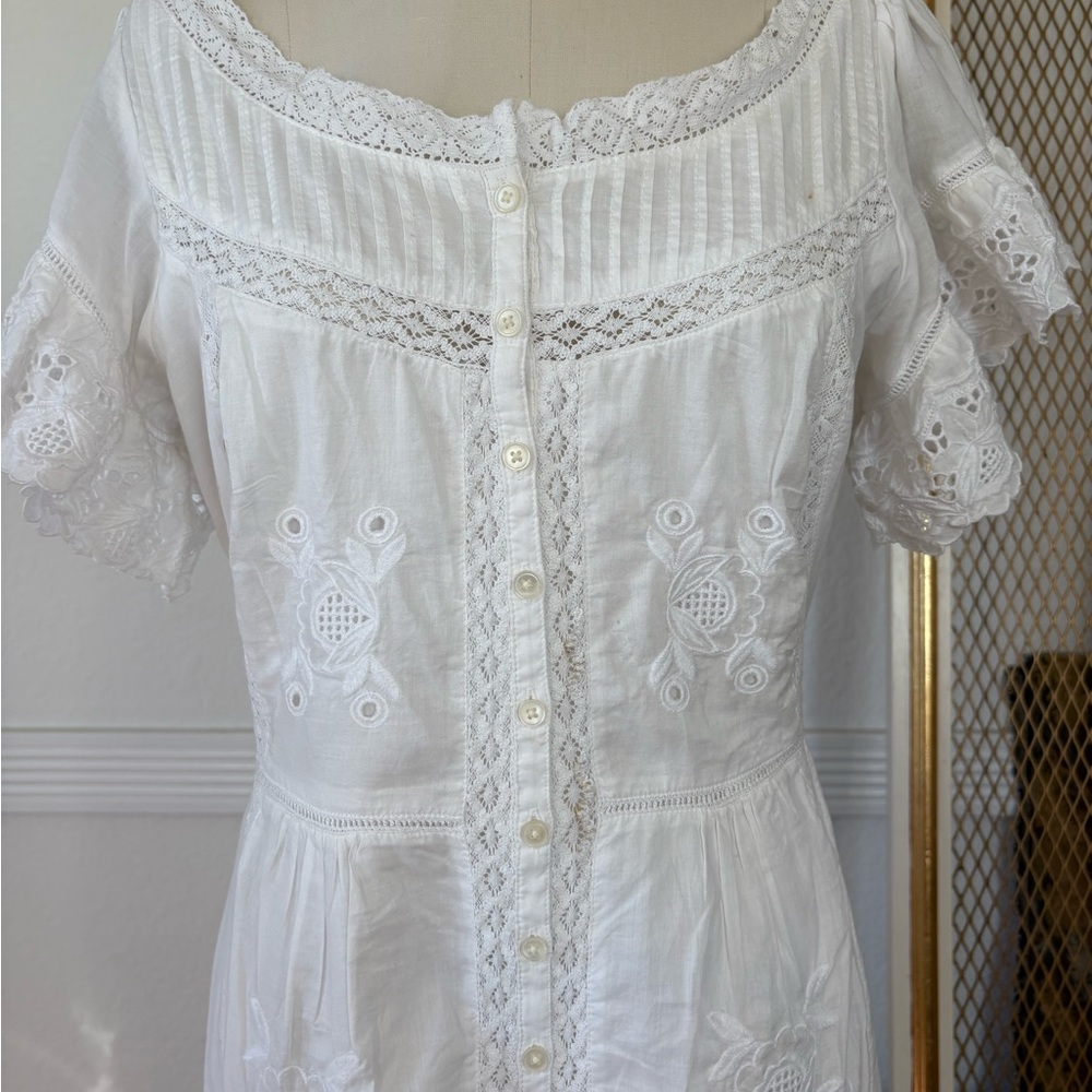 🤍 J.Crew White Eyelet Embroidered Midi Dress – Size 6 - Picture 2 of 9